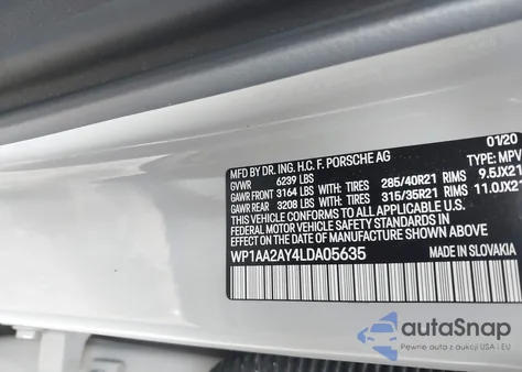 2020 Porsche Cayenne from USA, damaged, VIN WP1AA2AY4LDA05635